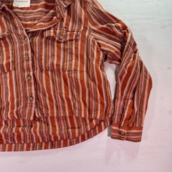 Aeropostale Striped Button Down Shirt - Red and White - Picture 3 of 8
